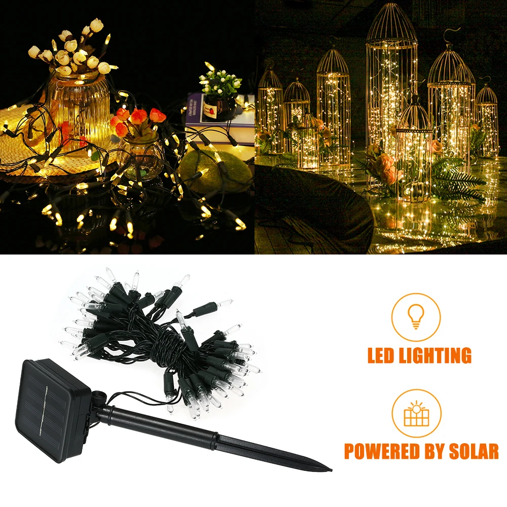Солнечного света строки 50 светодиодный Дюралайт 8 режимов разноцветные лампы для