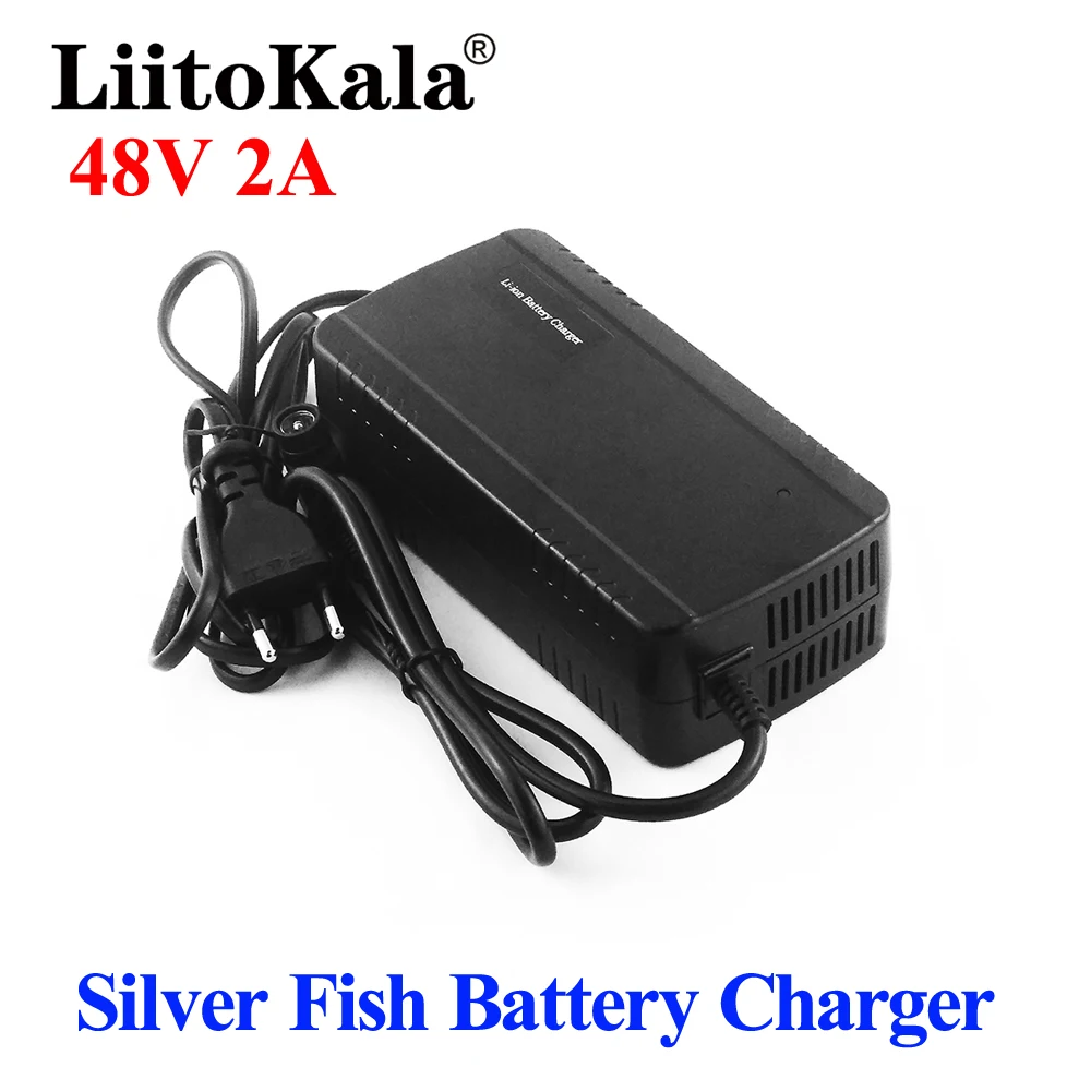 

LiitoKala 36V 48V Silver Fish battery charger 42V 54.6V 2A Charger Li-ion Charger For 10S 13S 36V 48V Electric Bike