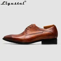 ligustel shoes for men patina leather brown dress shoes fashion italian designer shoe red bottom goodyear handmade free shipping