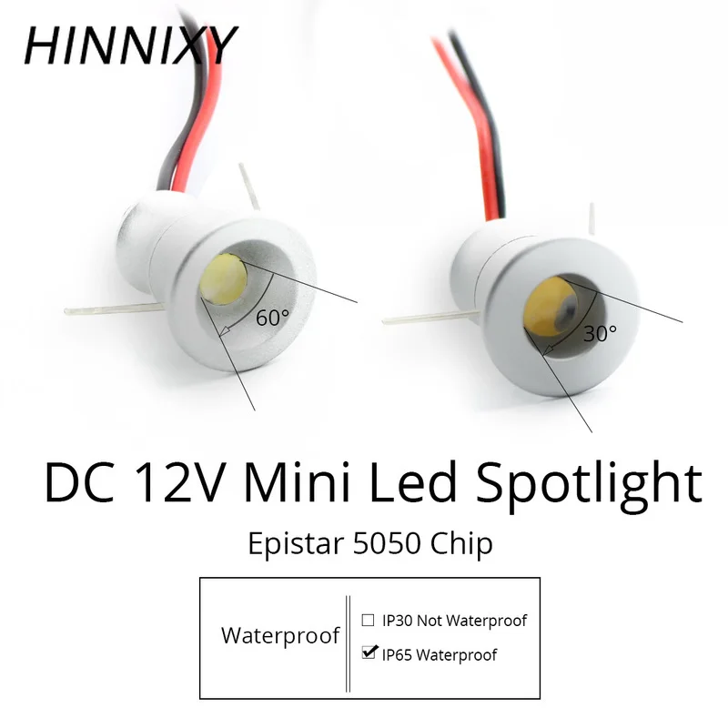 Hinnixy светодиодный мини IP65 водонепроницаемый точечный светильник для шкафа DC12V 15 мм отверстие под шкаф дисплей для ювелирных изделий Встраиваемая лампа