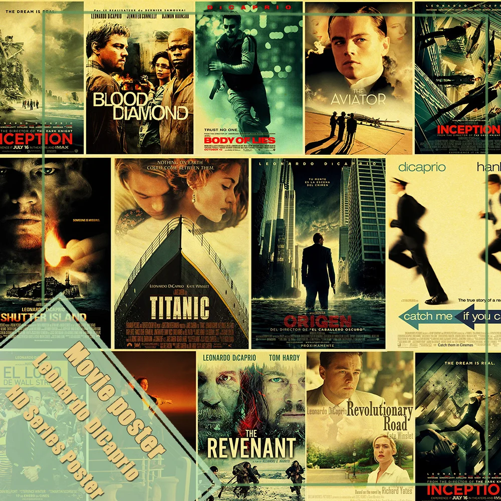 

Leonardo DiCaprio Movie Kraft Paper Cafe Bar Retro Poster Decorative Painting Art Wall Stickers Home Decor