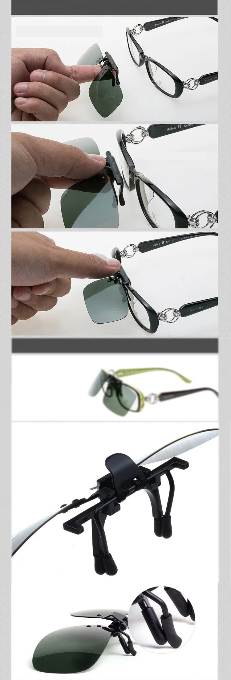 Высококачественные поляризованные солнцезащитные очки es Clip on Dark Vision Lens glass es Flip для ночного вождения стекло черное легкое анти-UVA объектив 030-001