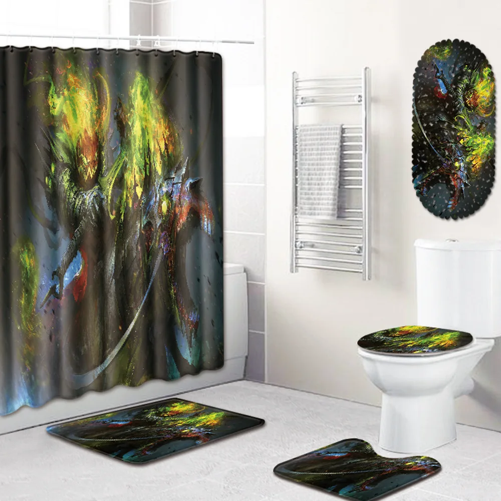 

Shower Curtain Bathroom Non-Slip Mat Five-Piece Bathroom Toilet Carpet Shower Mat bathroom decoration 3d bathroom sets