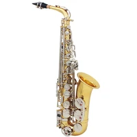high quality eb alto saxophone electrophoretic gold e flat sax musical woodwind instrument with leather case mouthpiece reeds