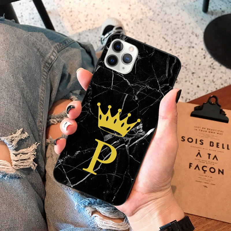 Чехол на заказ для Funda IPhone 11 Pro Max с буквенными цветами черный мягкий чехол из ТПУ 6