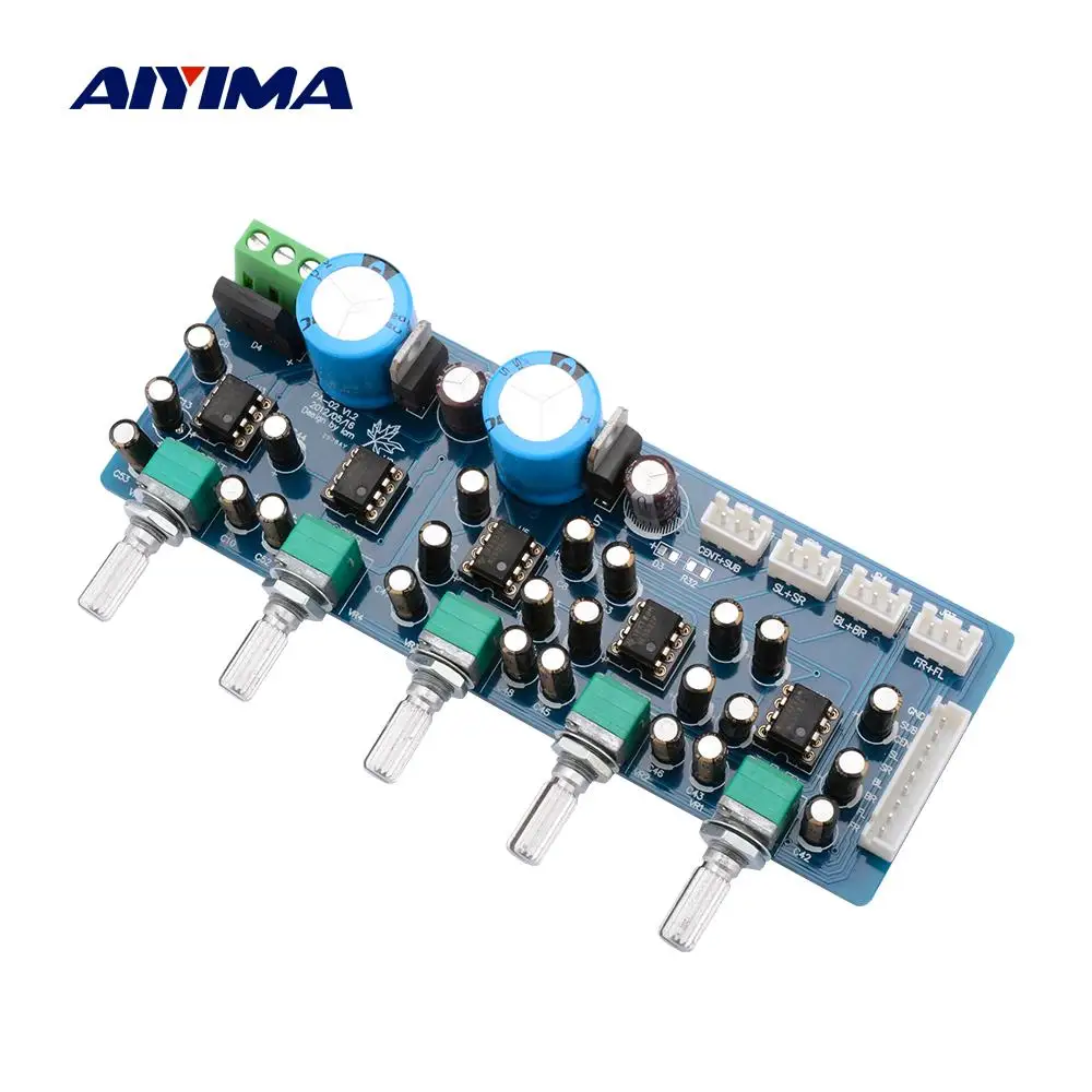 

AIYIMA 7.1 Home Theater NE5532 Preamplifier Tone Bord Preamp Volume Control 2 Level Low Pass Filtering 8 Channel With Subwoofer