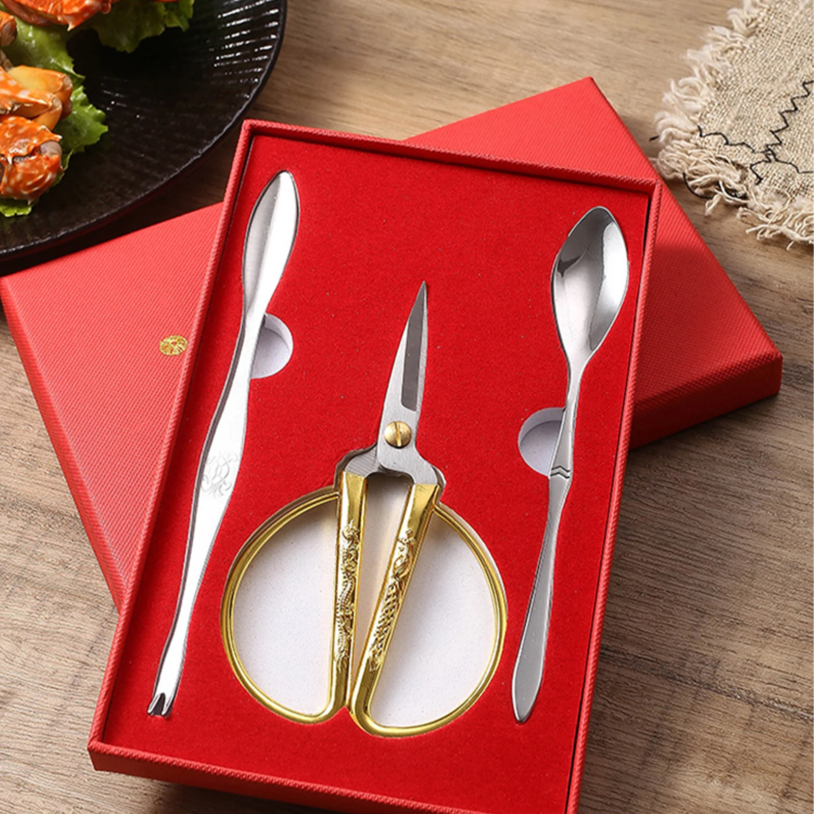

3Pcs Portable Seafood Tool Sets Stainless Steel Crab Peel Shrimp Tool Lobster Clamp Pliers Clip Pick Set Kitchen Accessories
