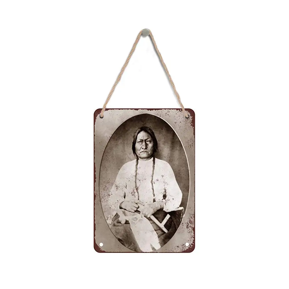 

Isaric деревянный подвесной знак 8X12 дюймов 1882 сидячий портрет быка деревянный знак