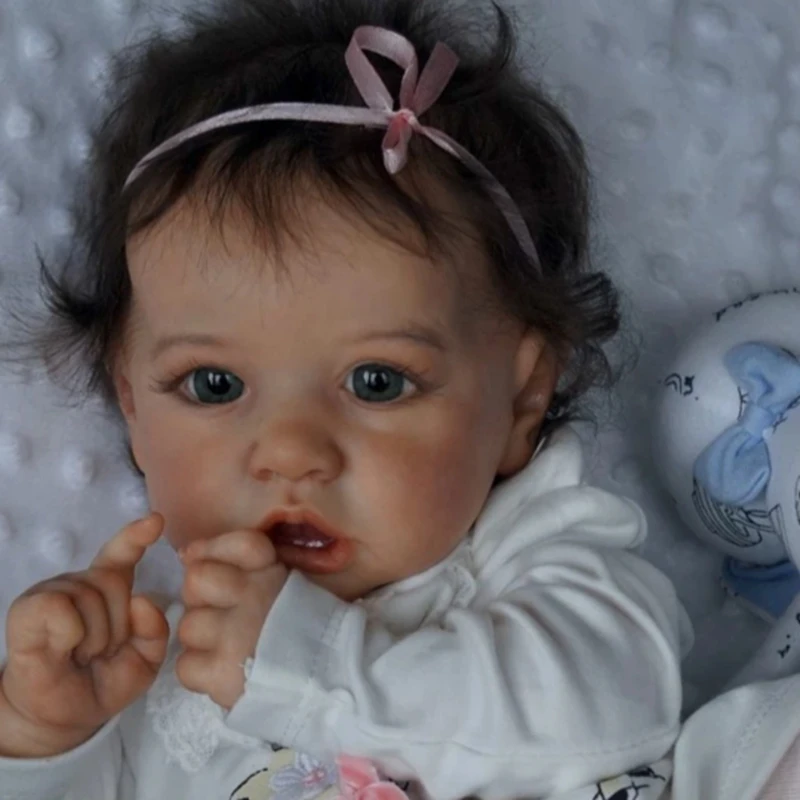 

[Heartbeat & Sound] 22" African American Diaz Reborn Baby Doll GirlFestival gifts, birthday gifts, children play with toys