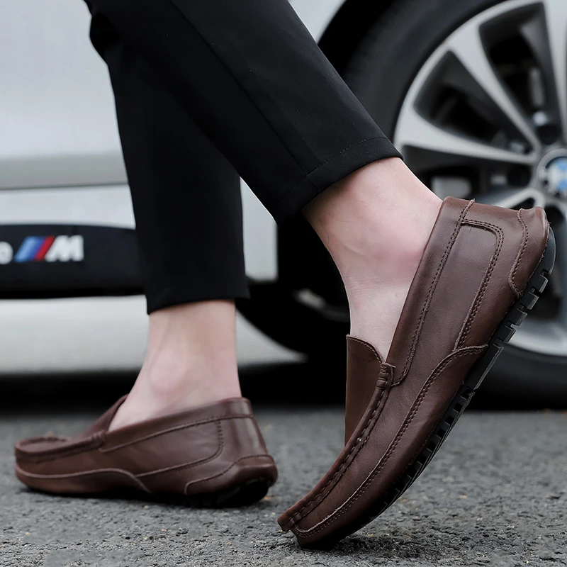 

Leisure Shoes Black Casual Shoes Zapatos Informales De Hombre Men Leather Loafers For Flat Sapato Casuales Para 2020 Male Shoe