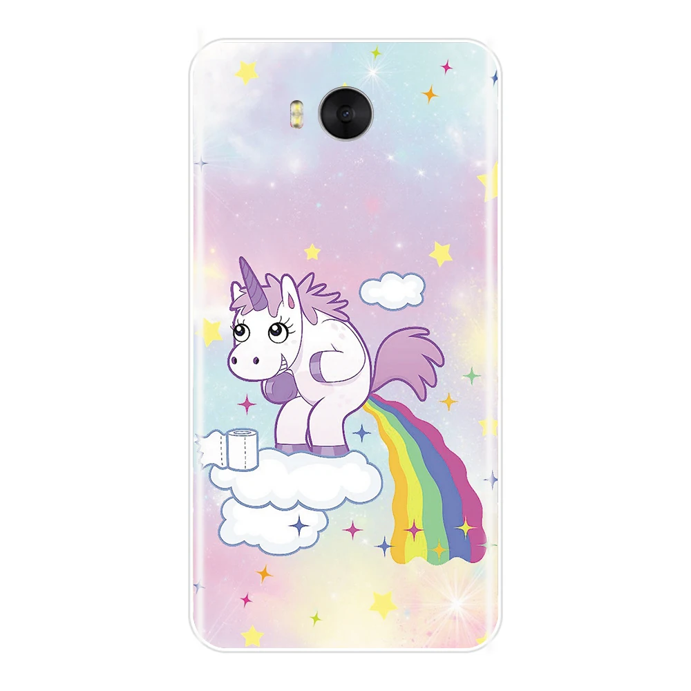 Silicone Case For Huawei Y5 Y6 Y7 Prime 2018 Y9 2019 Soft TPU Back Cover Cute Rainbow Unicorn Y3 2017 II Pro | Мобильные телефоны и