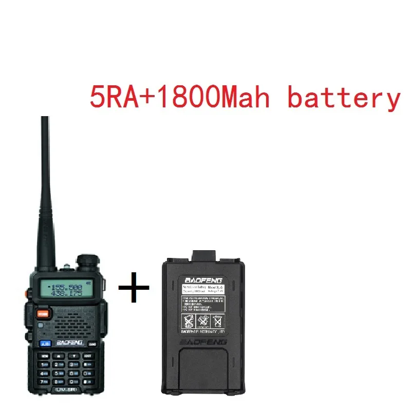 black add1800battery FM Baofeng UV-5R рация 2 двухстороннее радио двухдиапазонный Vhf Uhf uv 5r Baofeng для Push-To-Talk CB радиостанции HF Tr - Цвет: black add1800battery