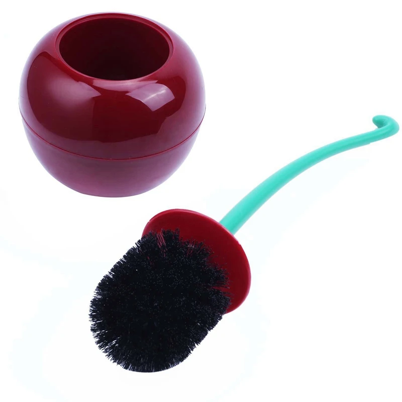 

NEW-Creative Lovely Cherry Shape Lavatory Brush Toilet Brush & Holder Set (Red)