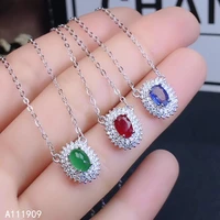 kjjeaxcmy boutique jewelry 925 sterling silver inlaid natural ruby sapphire emerald female necklace support detection fine