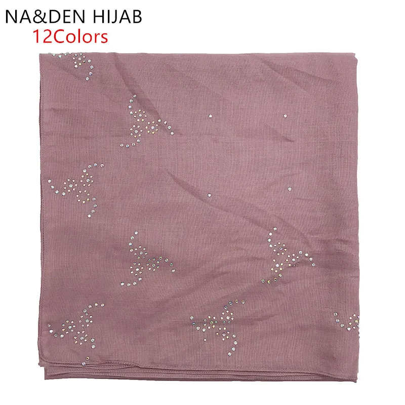 1 шт. горячая Распродажа исламский хиджаб твердый шарф Горячие Стразы