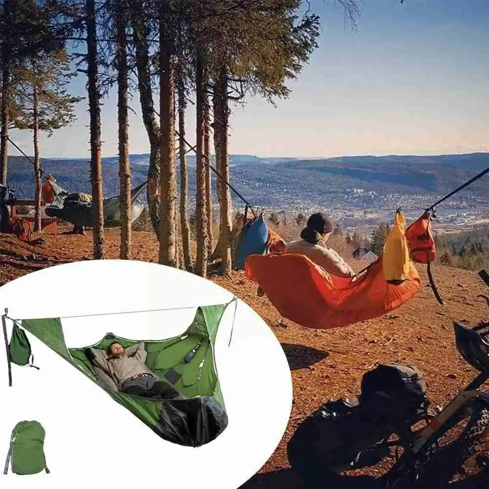 

Ultralight Outdoor Hammock with Anti Mosquito Net Detachable Hiking Person Tent Travel Hammock 1-2 Camping Backyard Z9A4