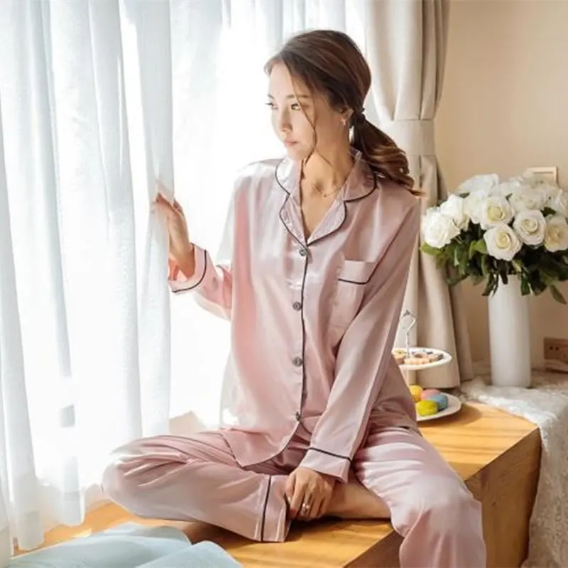 Весна 2020 новые женские пижамные комплекты 2 предмета модные однотонные пижамы из