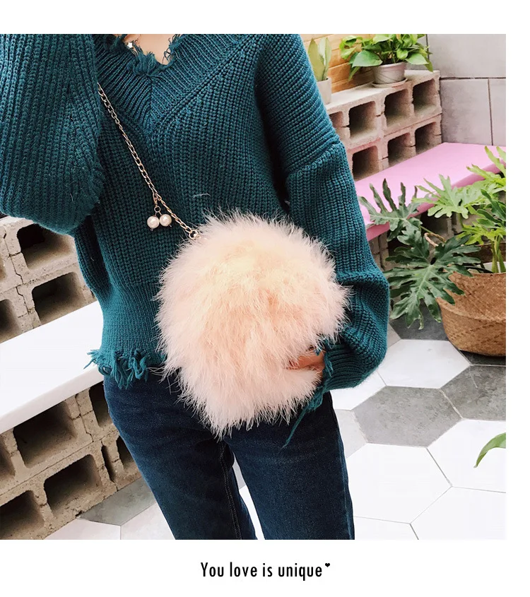 Luxury Designer Fur Purse Women Ostrich Feathers Evening Party Bag Famous Brand Handbag Fall Winter Party Day Cluthes Drop Ship