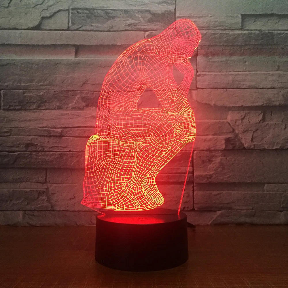 Thinker 3D 7 цветов лампа визуальные Светодиодные ночные светильники для детей