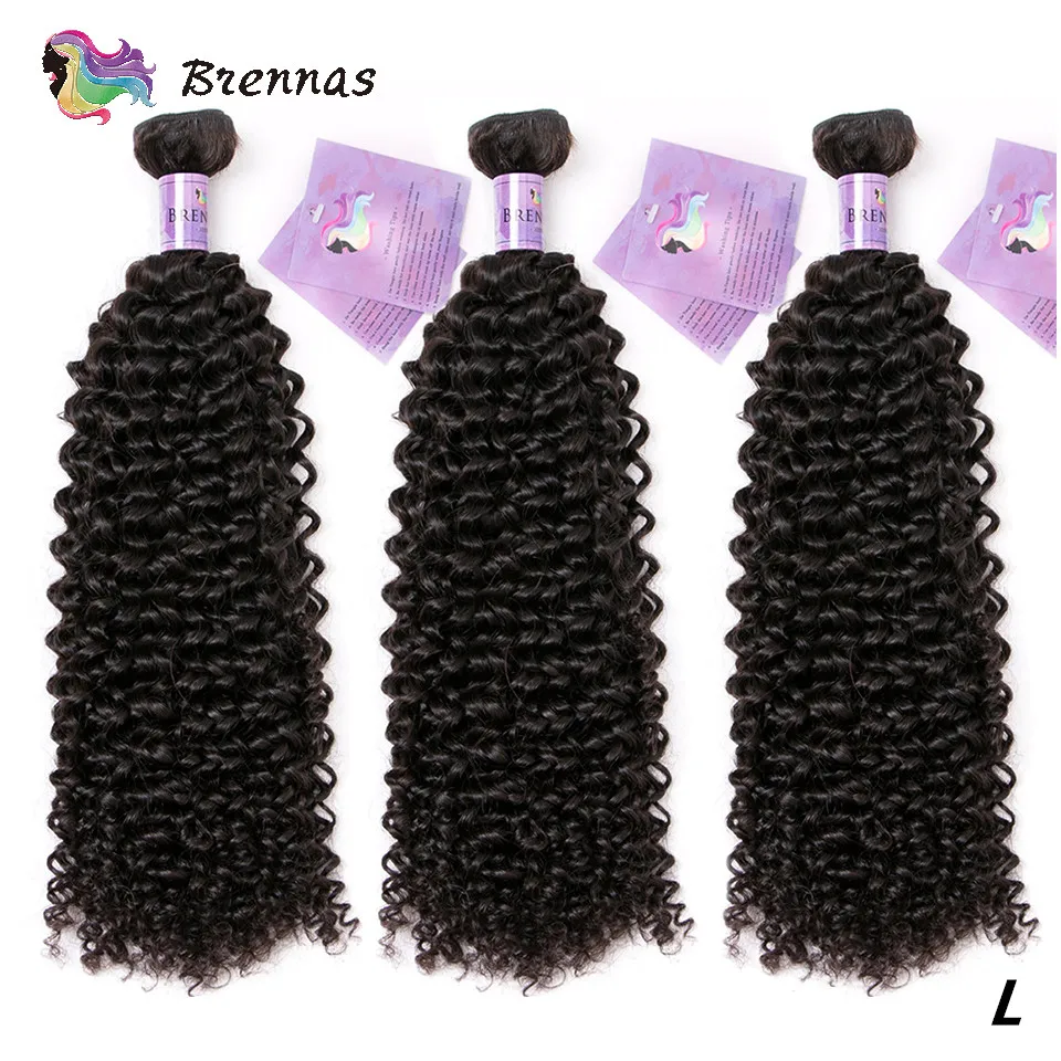 

Brennas Brazilian Kinky Curly Hair extension Natural Color kinky curly bundles Human Hair Weave low Ratio non-Remy hair 8''-26''