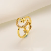 classic luxury zircon star moon gold opening rings for woman 2022 new design fashion jewelry party girls sexy ring set