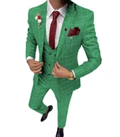 mens suit green 3 pieces mens suits plaid slim fit wedding suits groom tweed wool tuxedos for wedding coatpantsvest