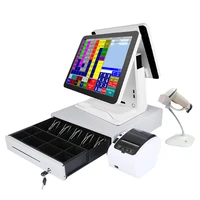 free shipping 15 inch pos pc cash register with barcode scanner 80mm thermal printer 400mm cash drawer hot sales factory