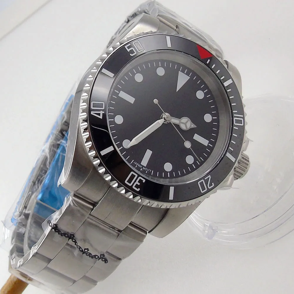 

24 Jewels NH35 MIYOTA 8215 Brushed Oyster Strap Ceramic Black Luxury Men Watch 316L Steel Case Sapphire Crystal Screw Crown