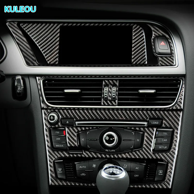 

For Audi A4 B8 A5 Accessories Carbon Fiber Car Interior Navigation Air Conditioning CD Control Panel LHD RHD Styling Stickers