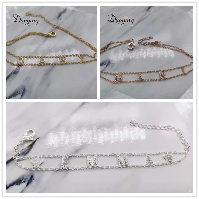 Duoying индивидуальный циркониевый цвет Индивидуальные ювелирные изделия инициалы