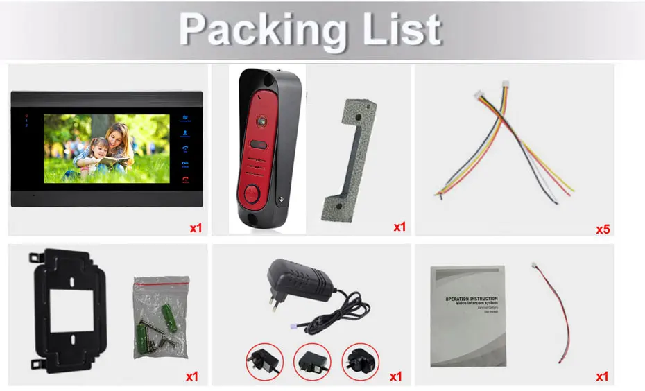 

7'' TFT Video Door Phone Visual Video Intercom Speakerphone Intercom System With Waterproof Outdoor IR Camera Support CCTV Cam