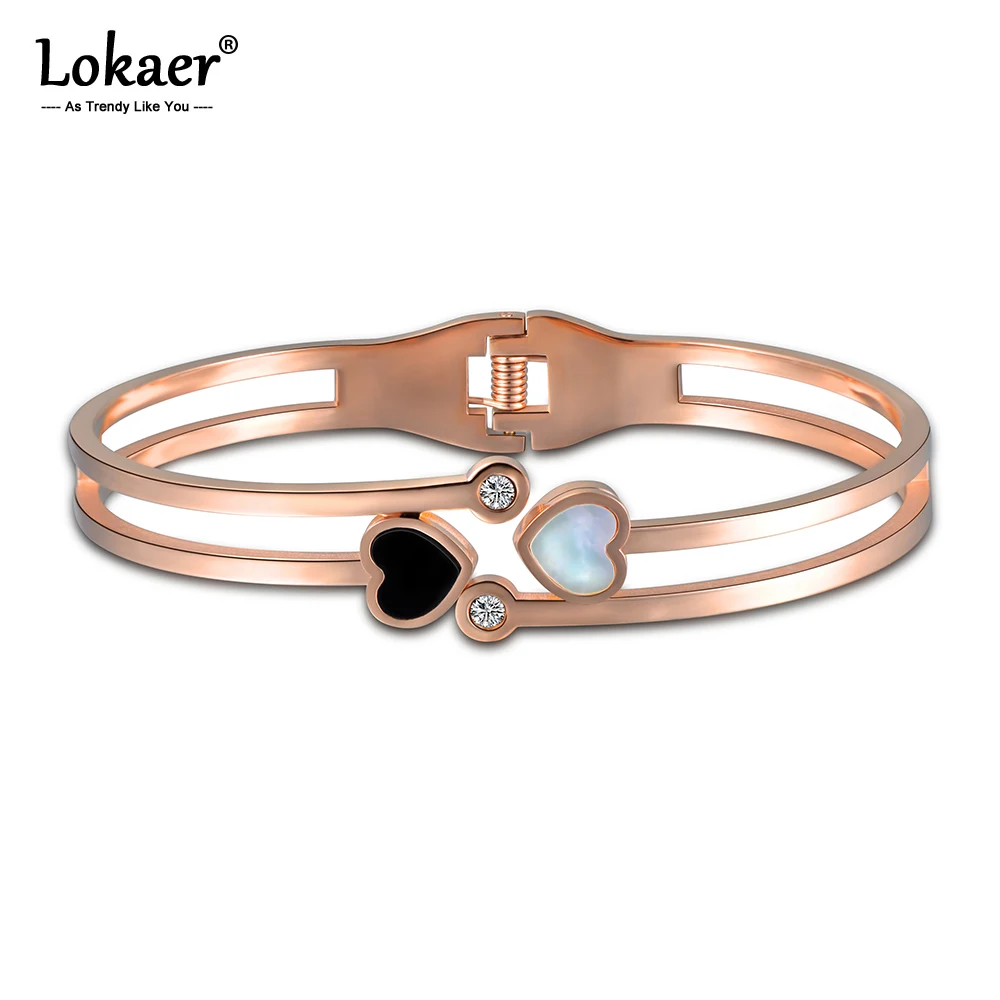 Lokaer Классическая титановая сталь браслет и из розового золота изящное ювелирное