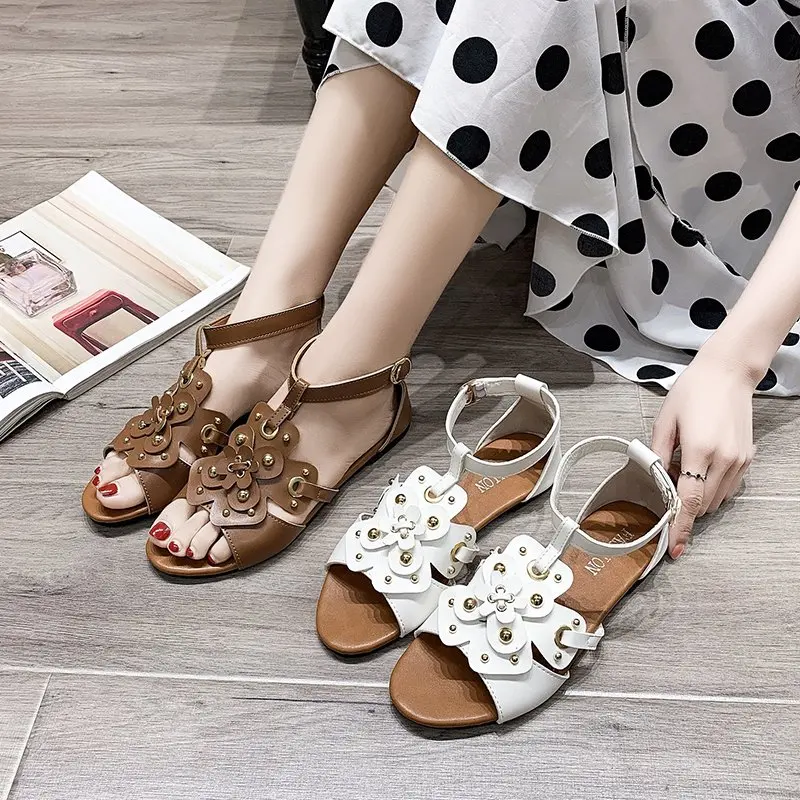 

Button Decorstion Women Sandals Genune Leather Platforms Low Heels Pumps Spring Summer Casual Basic Shoes Woman