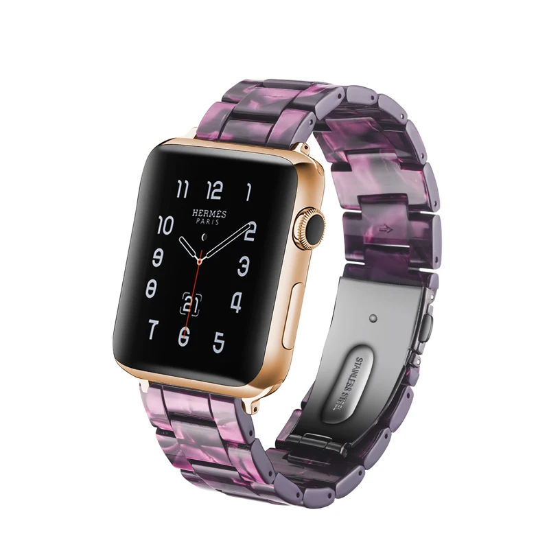 

Resin watchband strap For Apple watches Watch Accessories Stainless Steel Bracelet Resin Watch bands For Iwatch 4 44mm