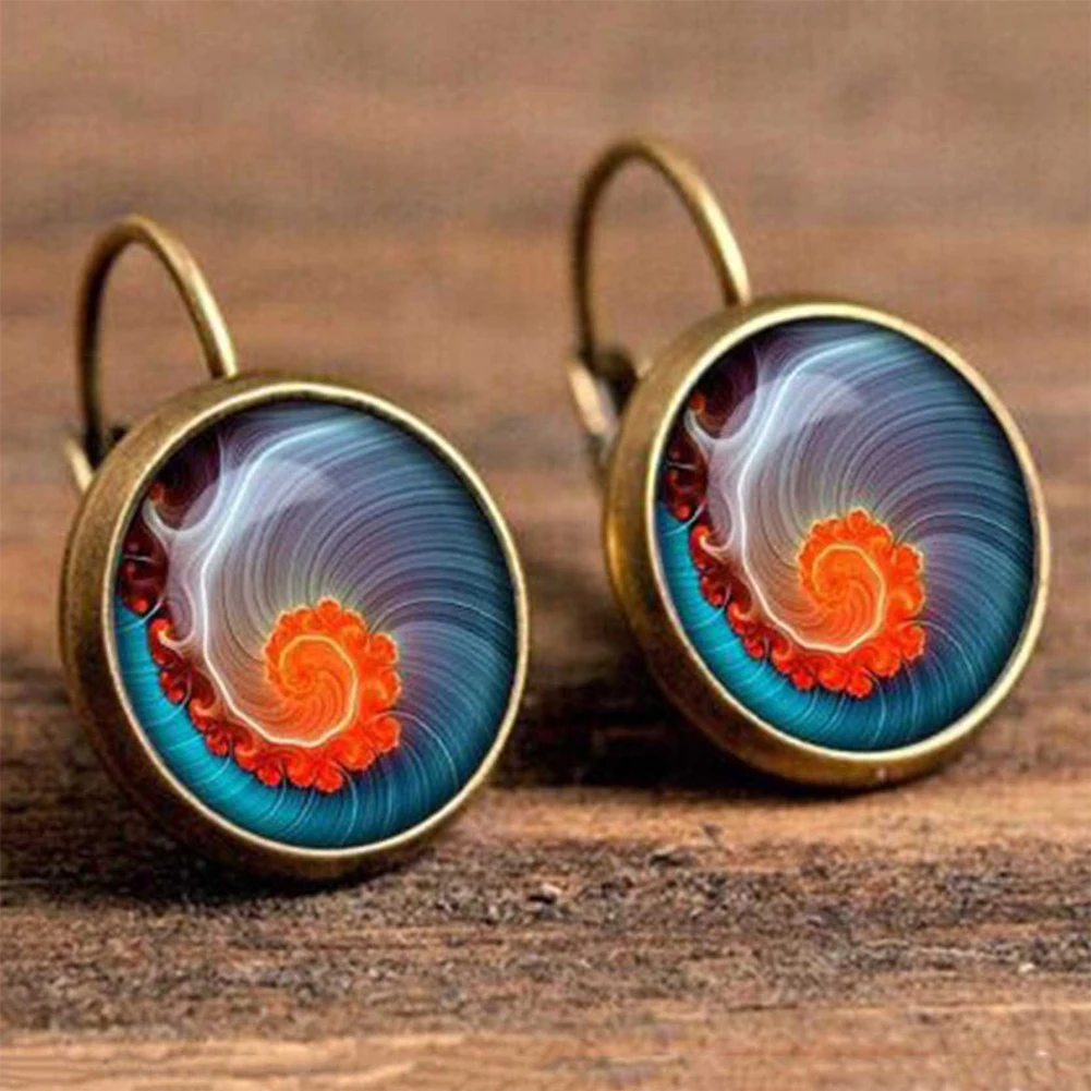 Flower Stud Earrings For Women Vintage Geometric Pattern Round Earings Ethnic bohemia creative Delicate Jewelry Girl Party | Украшения и