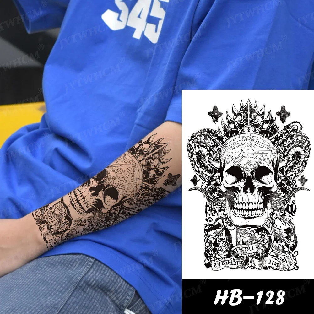 Черные скетч наклейки s искусственная Татуировка Череп Демон злые глаза
