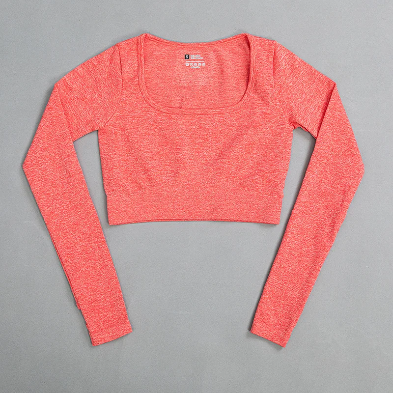 

2020 Flawless Knit Yoga Tops Long Sleeve Workout Tops For Women Fitness Gym Crop Tops Athletic Gym Shirt Women Sportswear