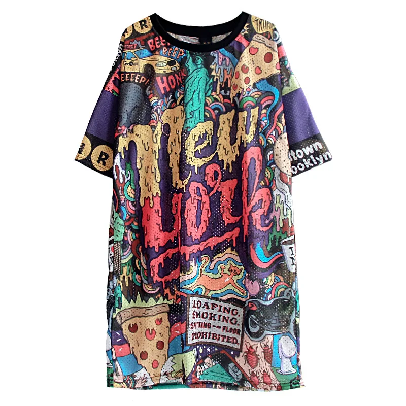 

Summer Fashion Women's Korean-Style Loose Harajuku Style Lettered Short-Sleeved T-shirt Women's Long Pattern Cool Top