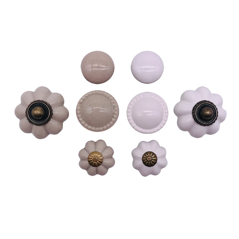 Ящика Ручка Потяните ручки Керамика бело-серые тяги ящика шкафа и с винтами для