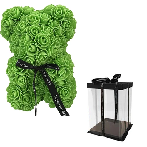 25cm with box 25 см День Святого Валентина Искусственный Красный мишка Роза цветок подарочная коробка для женщин плюшевый медведь кролик подарок - Цвет: 25cm with box