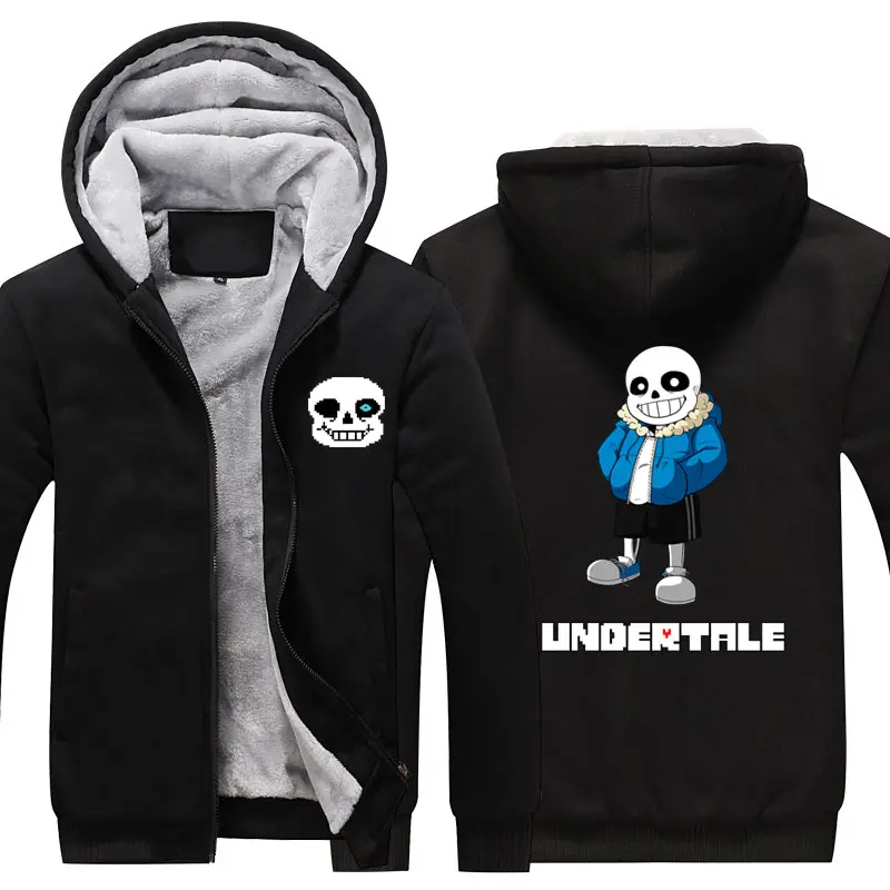 Толстовка с капюшоном изображением черепа Undertale Sans пальто Зимние флисовые