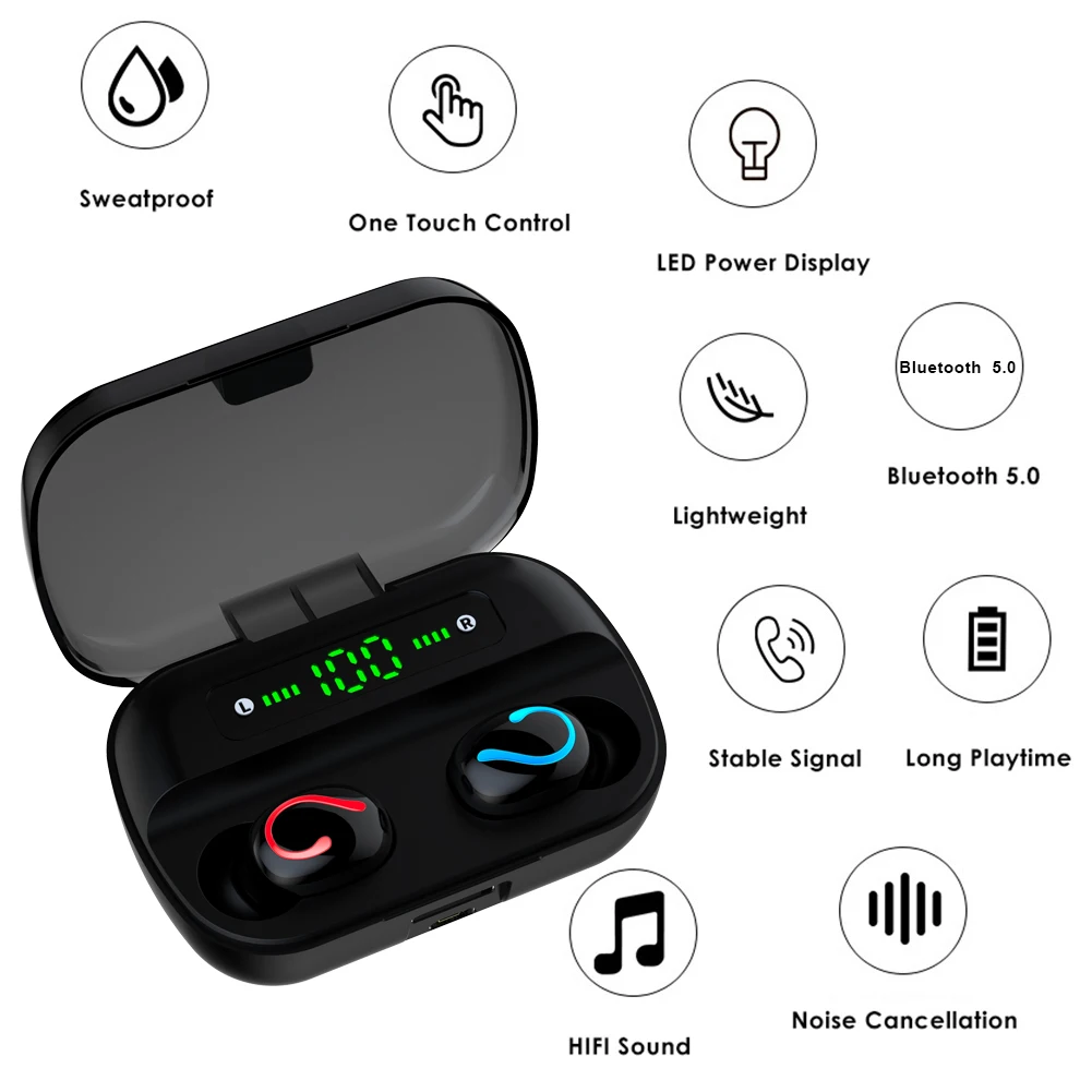 Для Q82 Беспроводные Bluetooth 5 0 наушники TWS без рук Цифровой дисплей мощность с