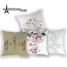 Наволочка для подушки в нордическом стиле, декоративный чехол для подушки с растительным принтом и цветочным принтом, для спальни, 45x45 см