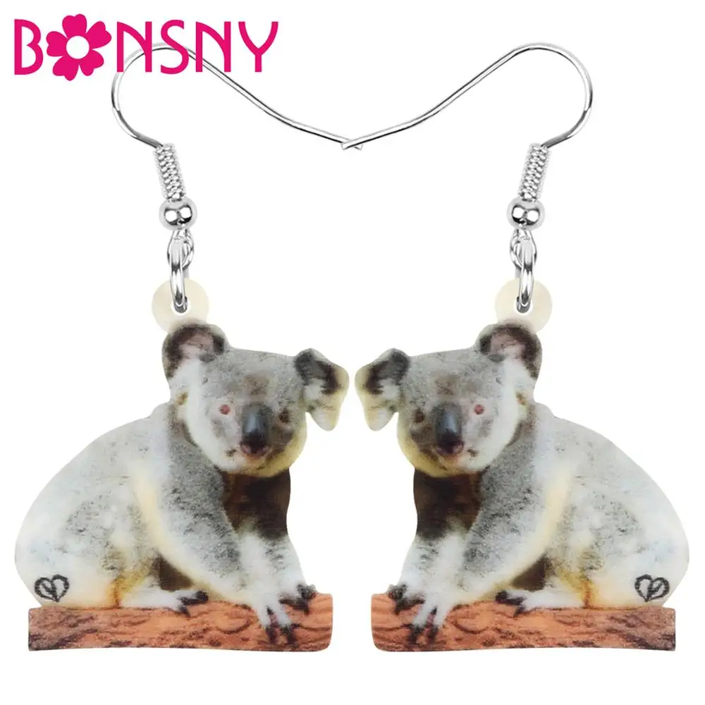 Bonsny акриловые австралийские серьги Коала в виде животных висячие украшения для