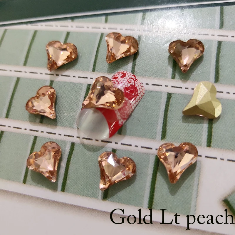 Gold Lt peach 20 шт, 8 мм, алмазные Стразы для маникюра, блестящее стекло, клей на спине, стразы для рукоделия, 3D ногтей - Цвет: Gold Lt peach