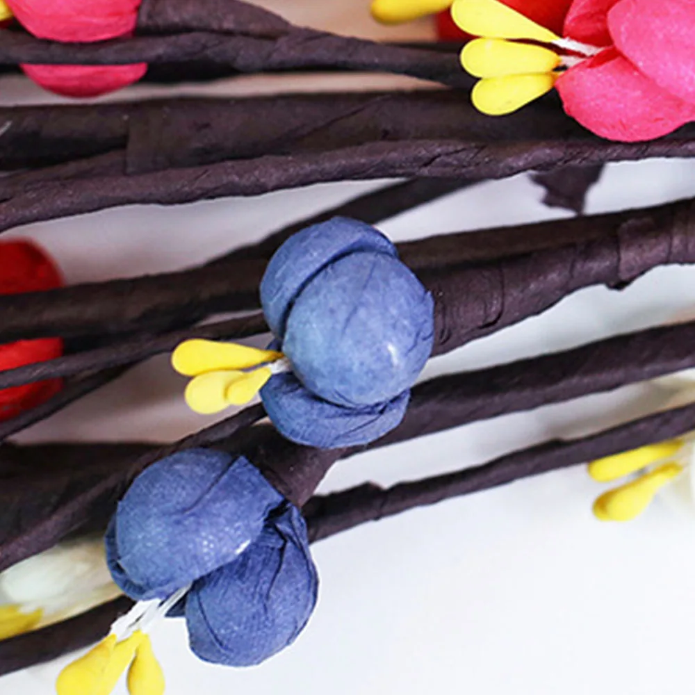 

12 Flower Heads Artificial Plum Blossom Flowers PE Fake Flowers for Wedding Party DIY Home Garden Decoration Floral Plants