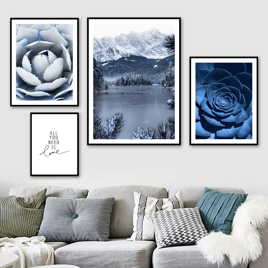 

Sea Mountain Forest Succulents Flower Wall Art Canvas Painting Nordic Posters And Prints Wall Pictures For Living Room Decor