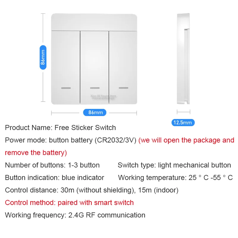 Настенный выключатель Xiaomi Mijia PTX с дистанционным управлением, беспроводной светильник с ключом, умный переключатель с нулевой линией, Wi-Fi переключатель для Mijia APP