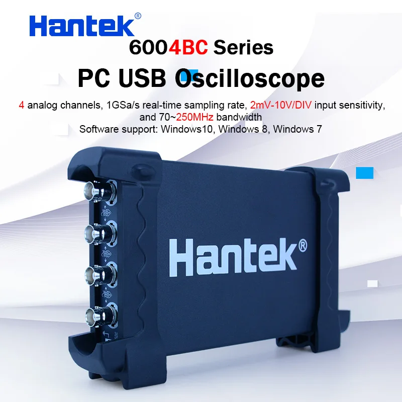 

Hantek USB Oscilloscope kit 70MHz 100MHz 200MHz 250MHz 4CH analog channels 1GSa/s PC Oscilloscope support Winows 7 8 10 DIY