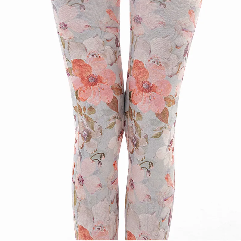 Колготки женские в стиле ретро с цветочным принтом | Женская одежда